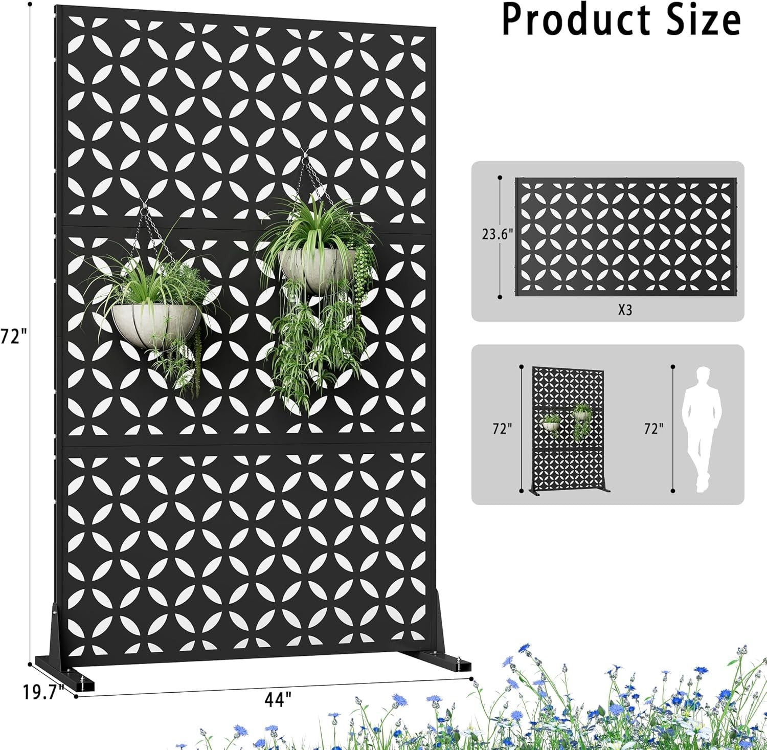 72" H×44" W Outdoor Indoor Privacy Screens with Stand Panels for Patio,Garden