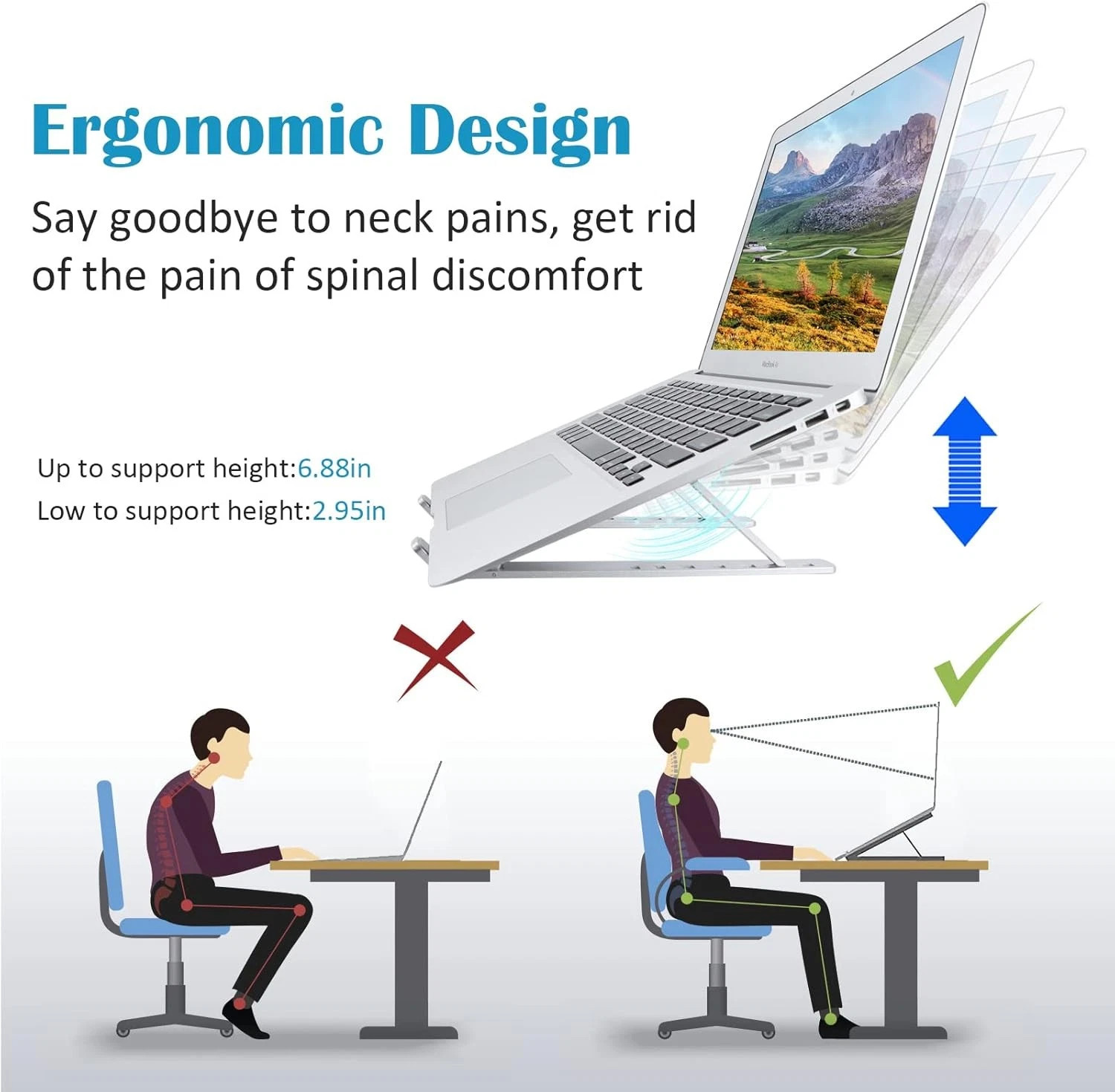 US Universal Foldable Laptop Stand Portable Foldable Holder Adjustable Bracket