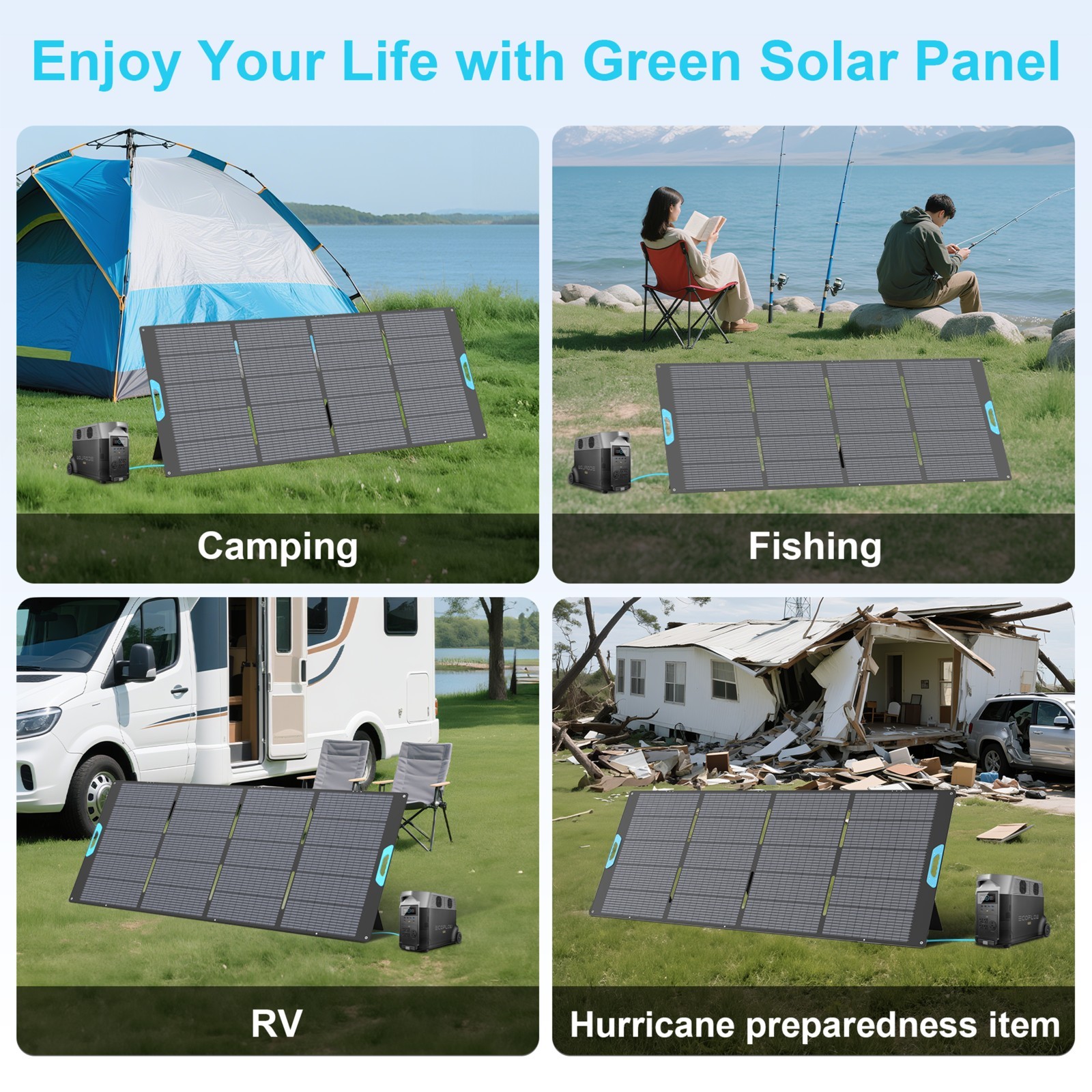 E-POWO 400W Solar Panel for Anker Jackery Ecoflow Power Stations Refurbished