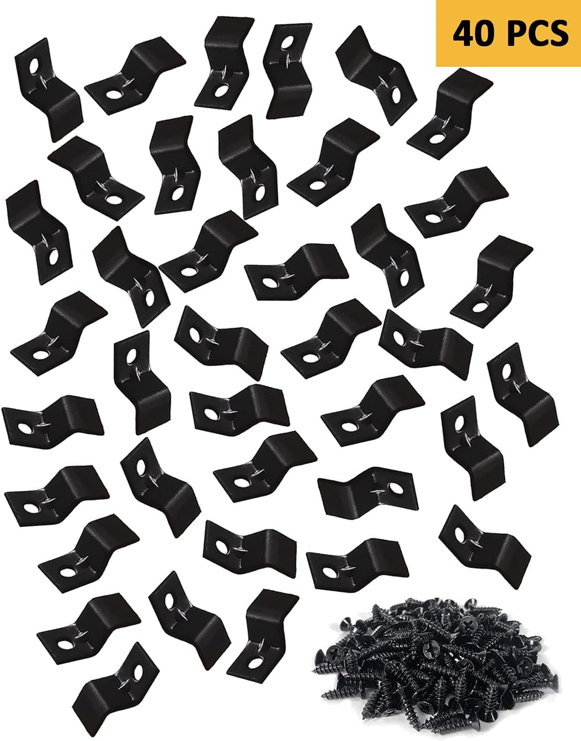 Table Top Fasteners, Z Clips for Table Tops 40 Packs (Black)