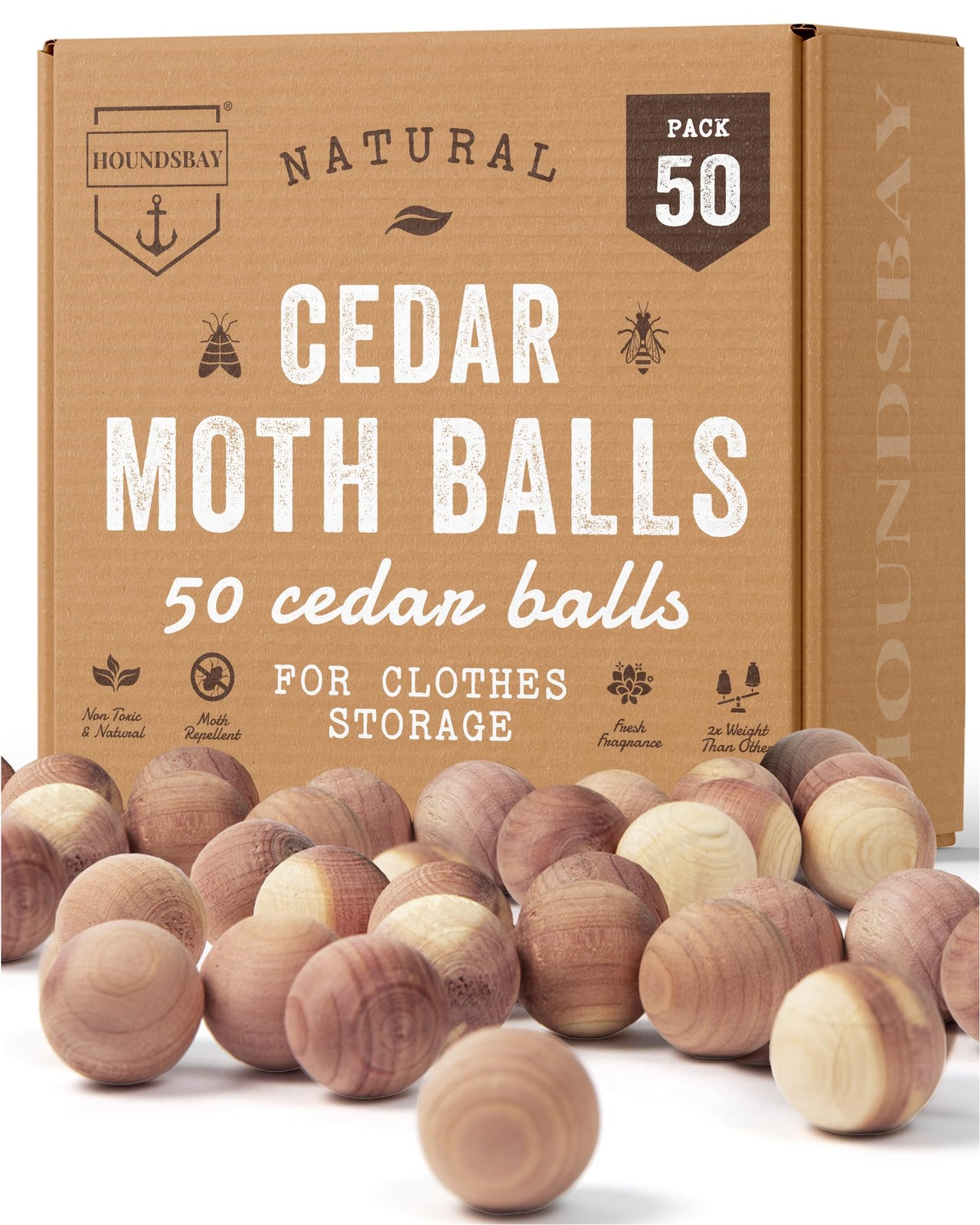 50 Cedar Balls for Clothes  Fresh Smell for Closets and Drawers  Protection f...