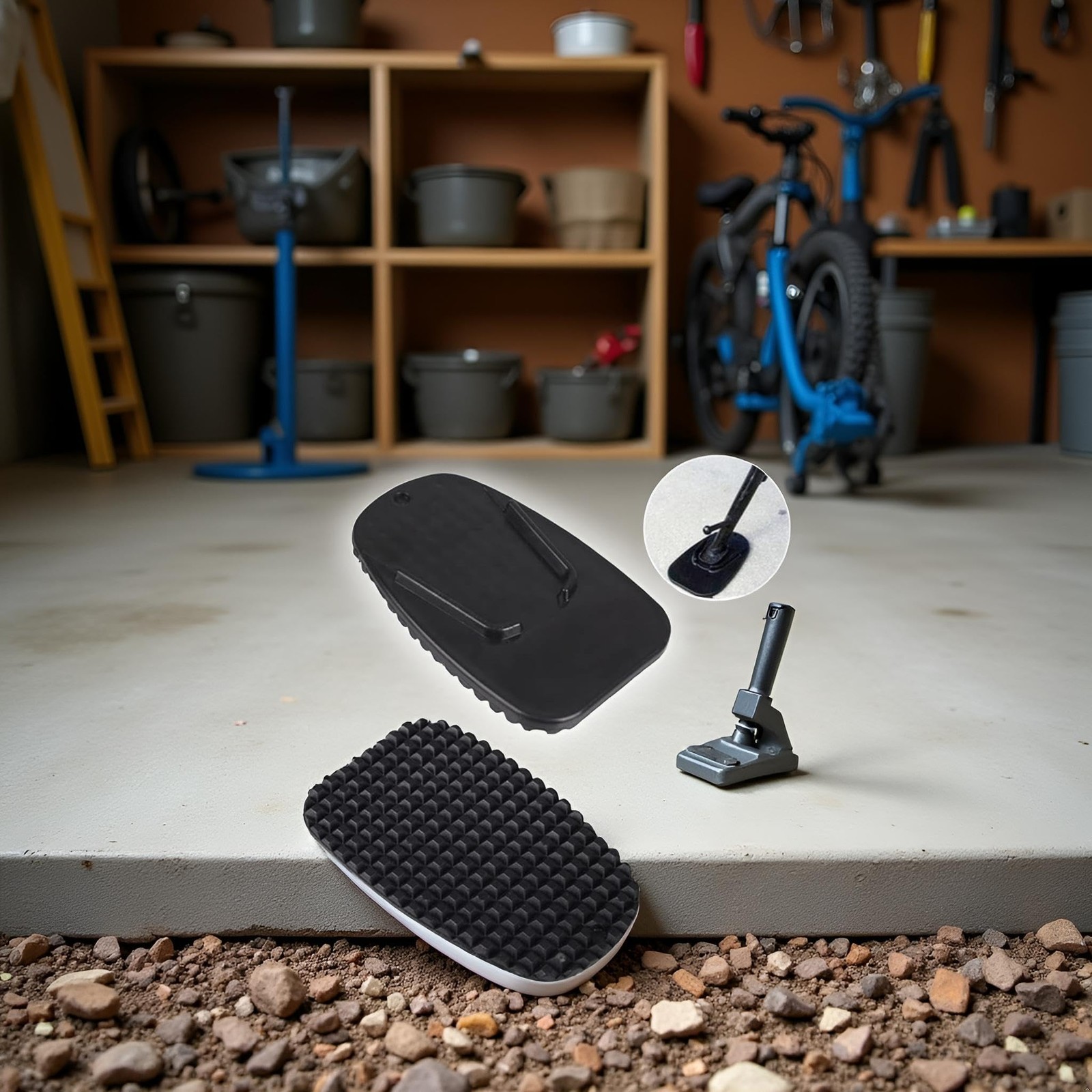 2Pcs Black Motorcycle Side Kickstand Non-Slip Plate Base Parking Stand Support