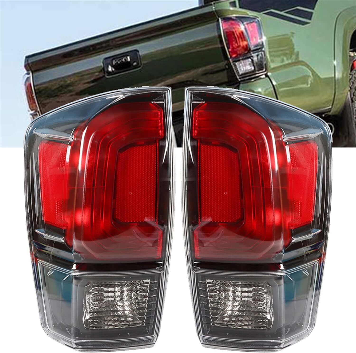 Pair Tail Lights Brake Lamp Turn Signal For 2016-2023 Toyota Tacoma TRD Black