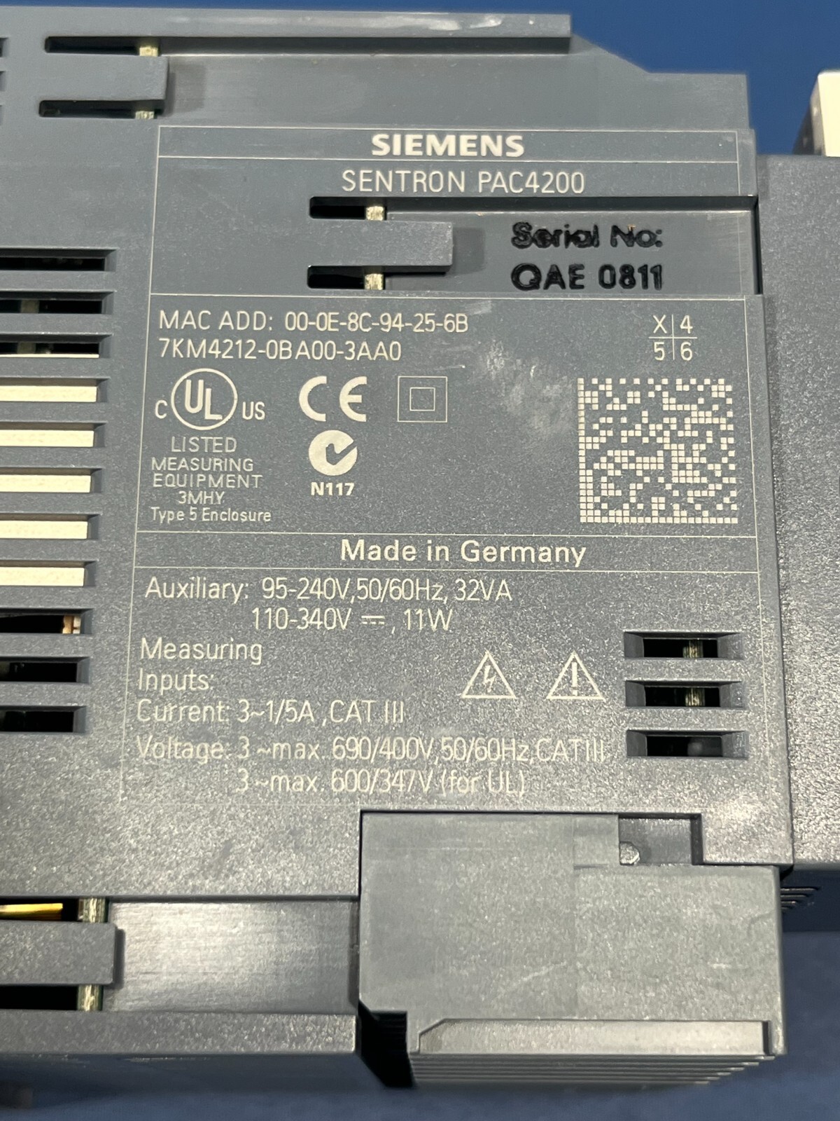 SIEMENS SENTRON PAC4200 7KM4212-0BA00-3AA0 POWER METER
