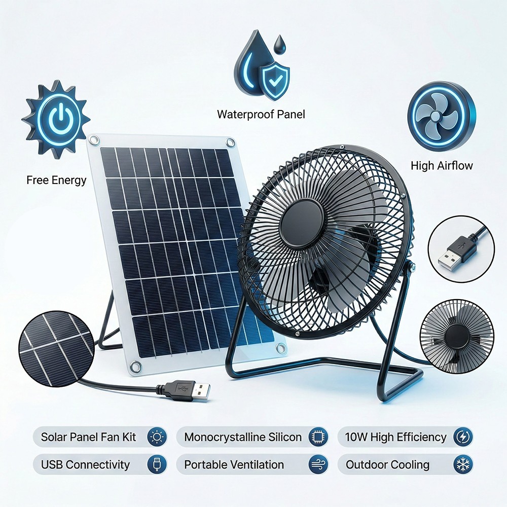 8inch Solar Powered Fan Kit 30W Solar Panel DC Exhaust Fan for Chicken Coop