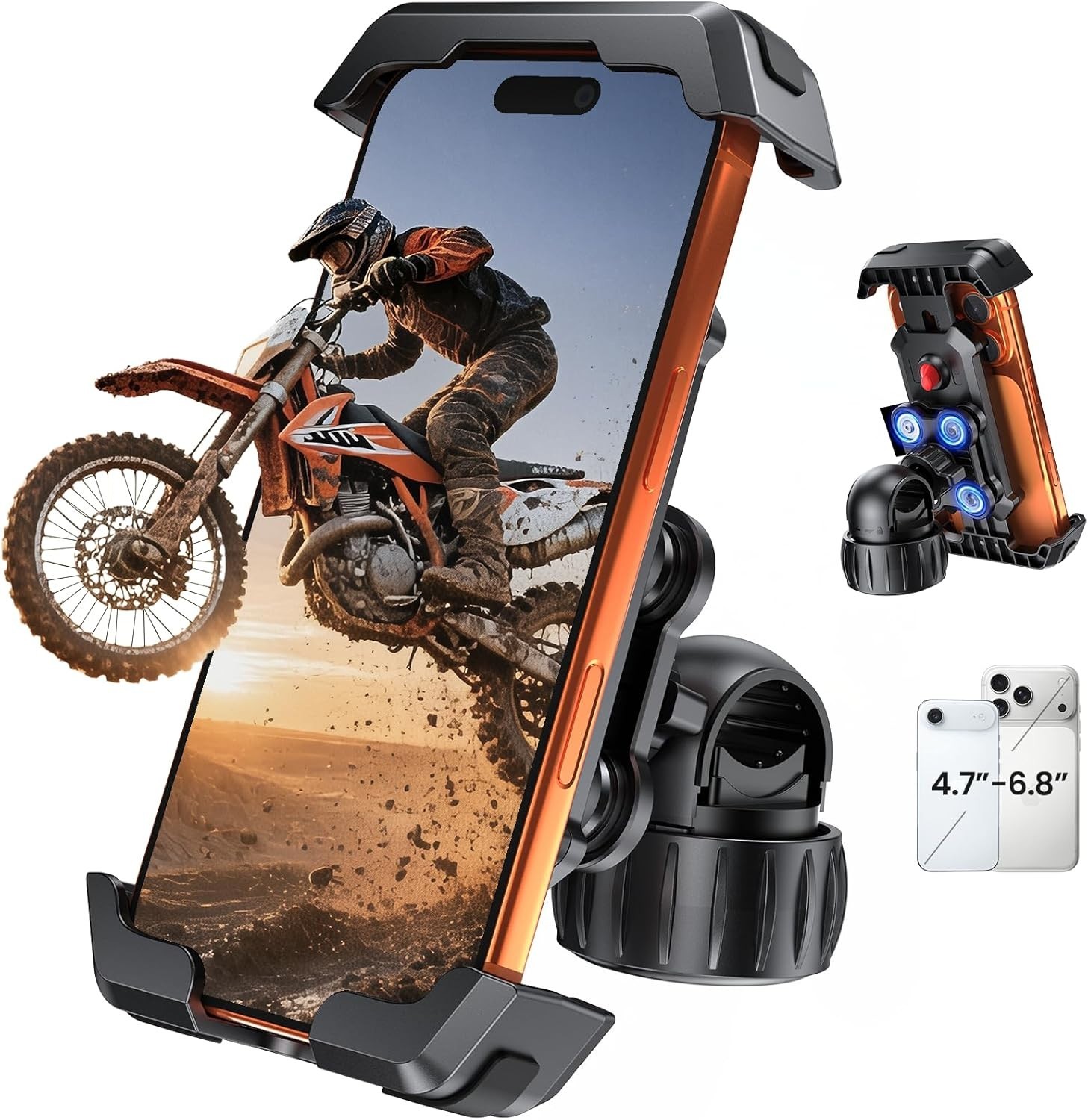 Motorcycle Phone Mount One-Click Lock Bike Phone Holder Handlebar Phone Mount wi