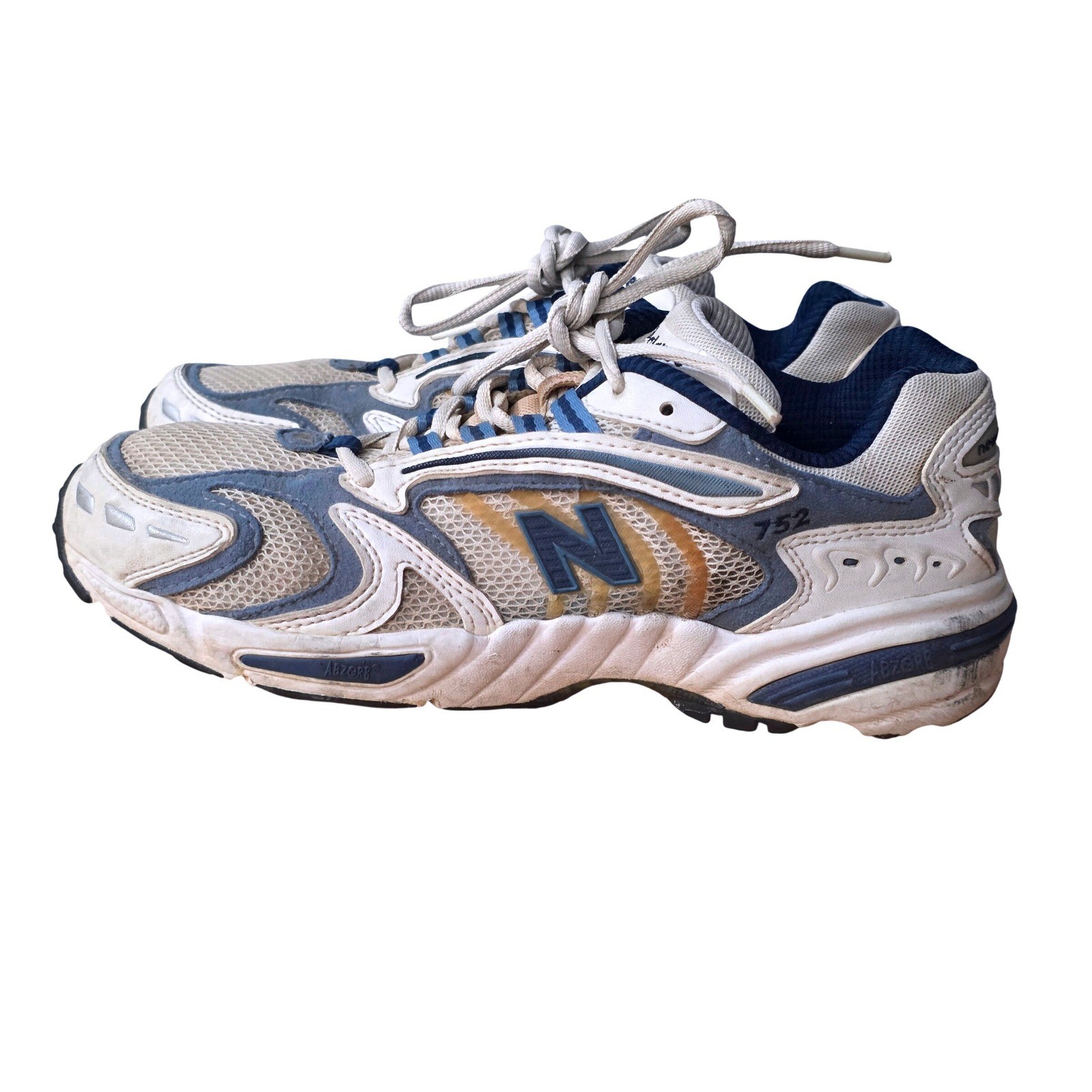 New Balance 752 Mens Running Shoes White Blue ABZORB Vintage Y2K Sneakers Sz 8.5