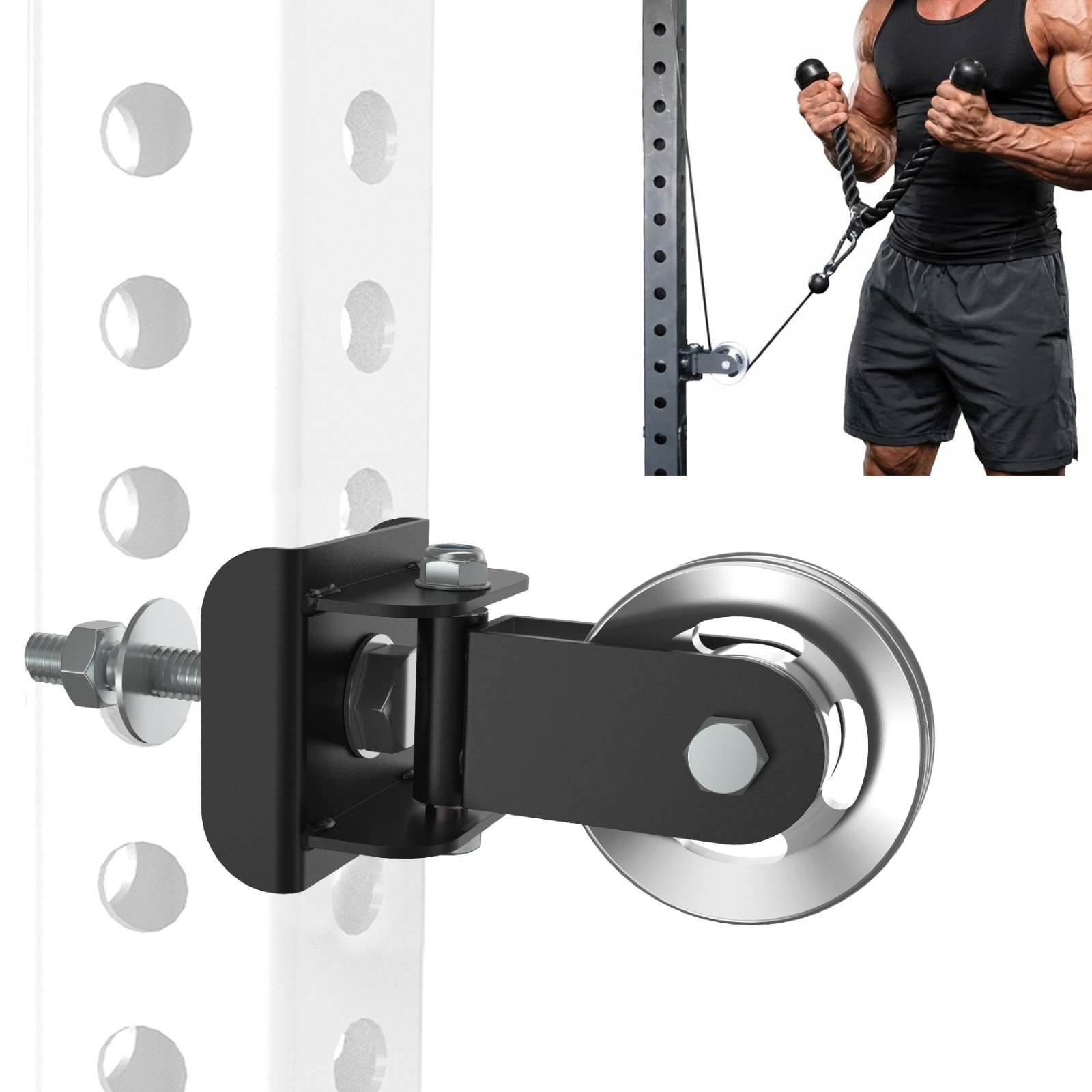 Aluminum Alloy Rotating Pulley Attachment for 3×3 Power Racks