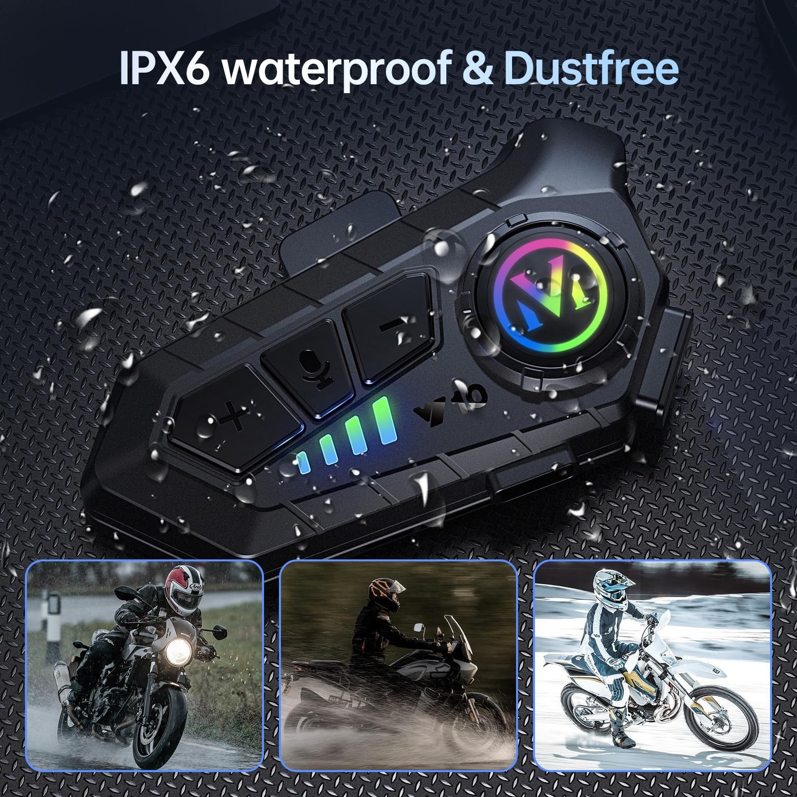 SUOOKC Motorcycle Bluetooth Headset Speaker Skiing Earphone small, Black