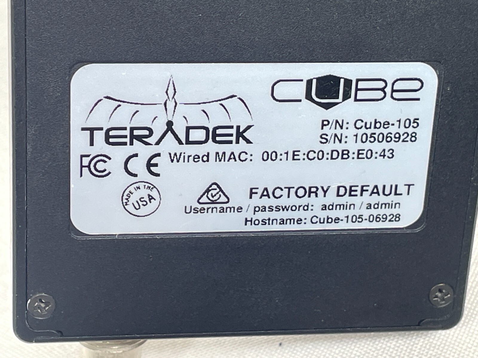 Teradek Cube 105 HD-SDI H.264 Video Encoder Transmitter