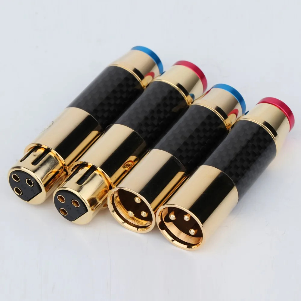 2/4PCS Carbon Fiber Balance Audio Plug Gold Plated XLR Male Female Connector