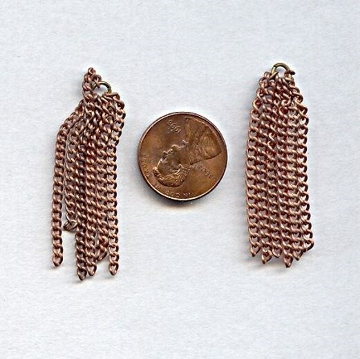 12 VINTAGE COPPER COATED STEEL 6 CURB 1.5" CHAIN JUMP RING TASSELS T56