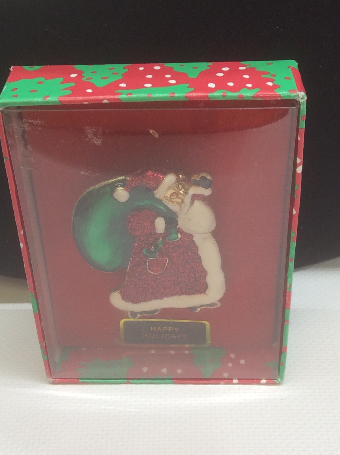 Christmas Santa Claus Pin Gold Toned With Bright Bold Colors