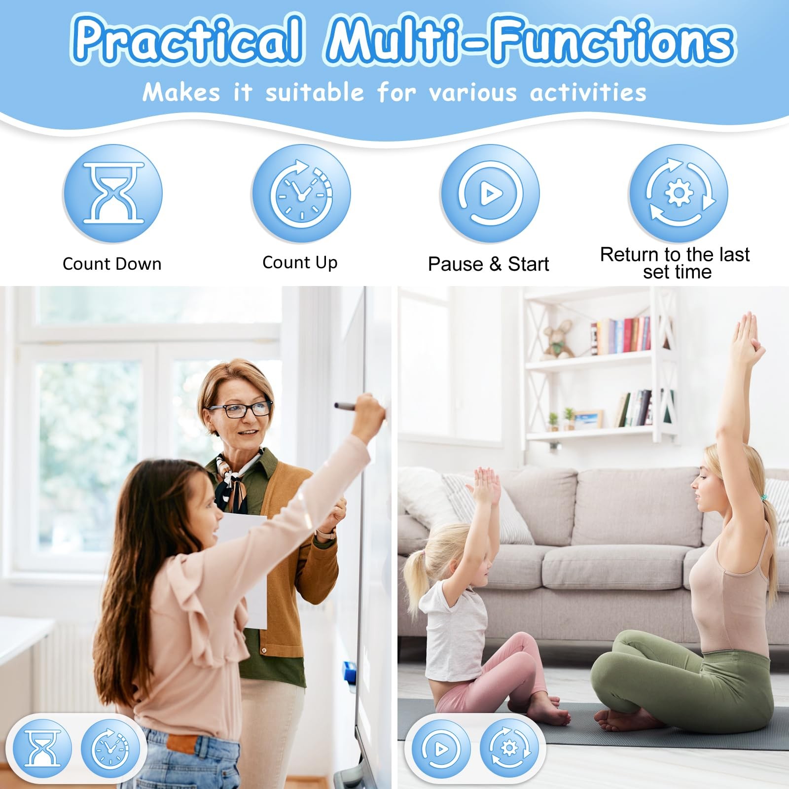 Visual Kids Timer, 99~Minute Digital Classroom Countdown Timer