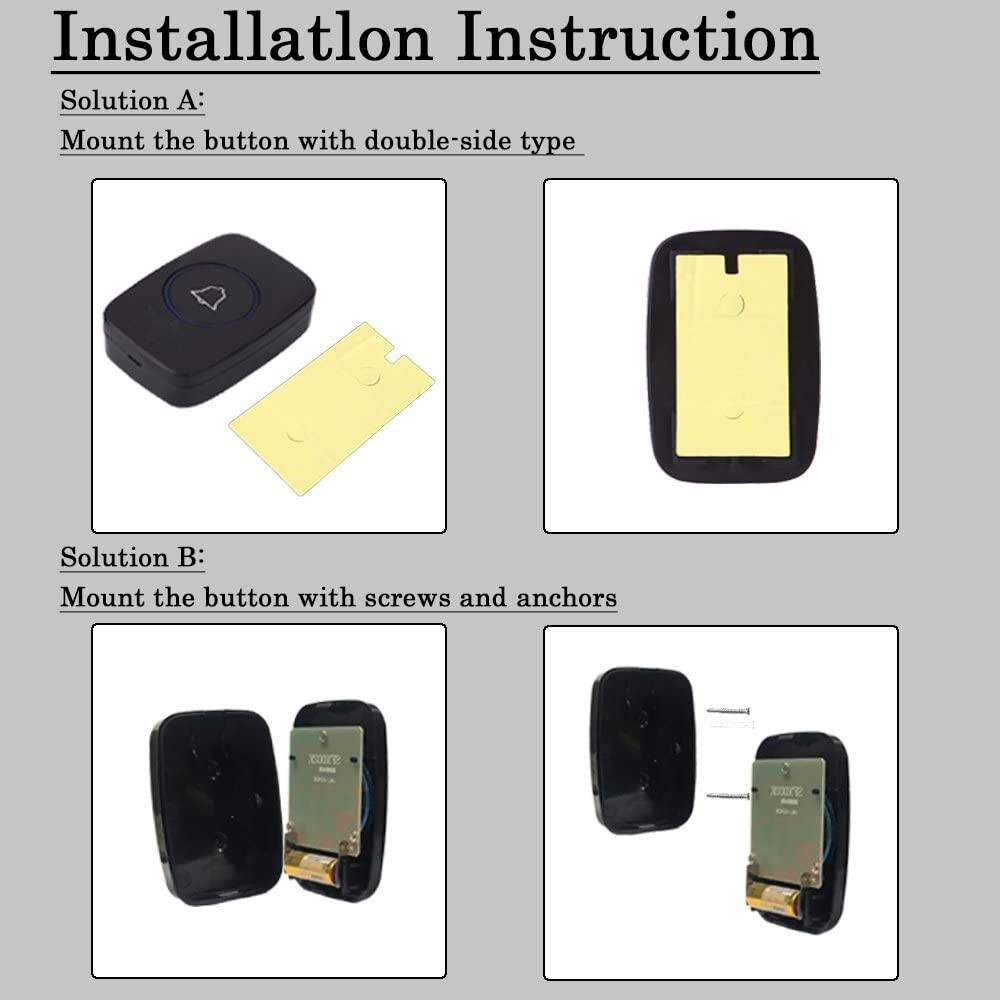 1000FT Wireless Doorbell Waterproof 2 Plugin Receiver Adjustable Volume 60 Chime