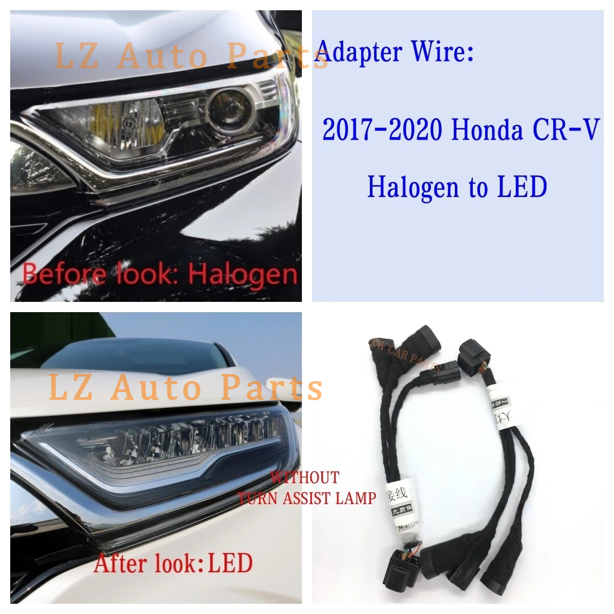 Headlight adapter wire for 2017-2021 honda cr-v crv 8 Pin halogen to led Modify