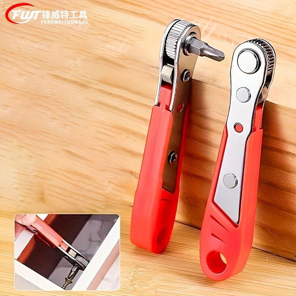 Ratcheting Right Angle Screwdriver Hex Drive 90 Degree Offset + 10pc Bits Set!