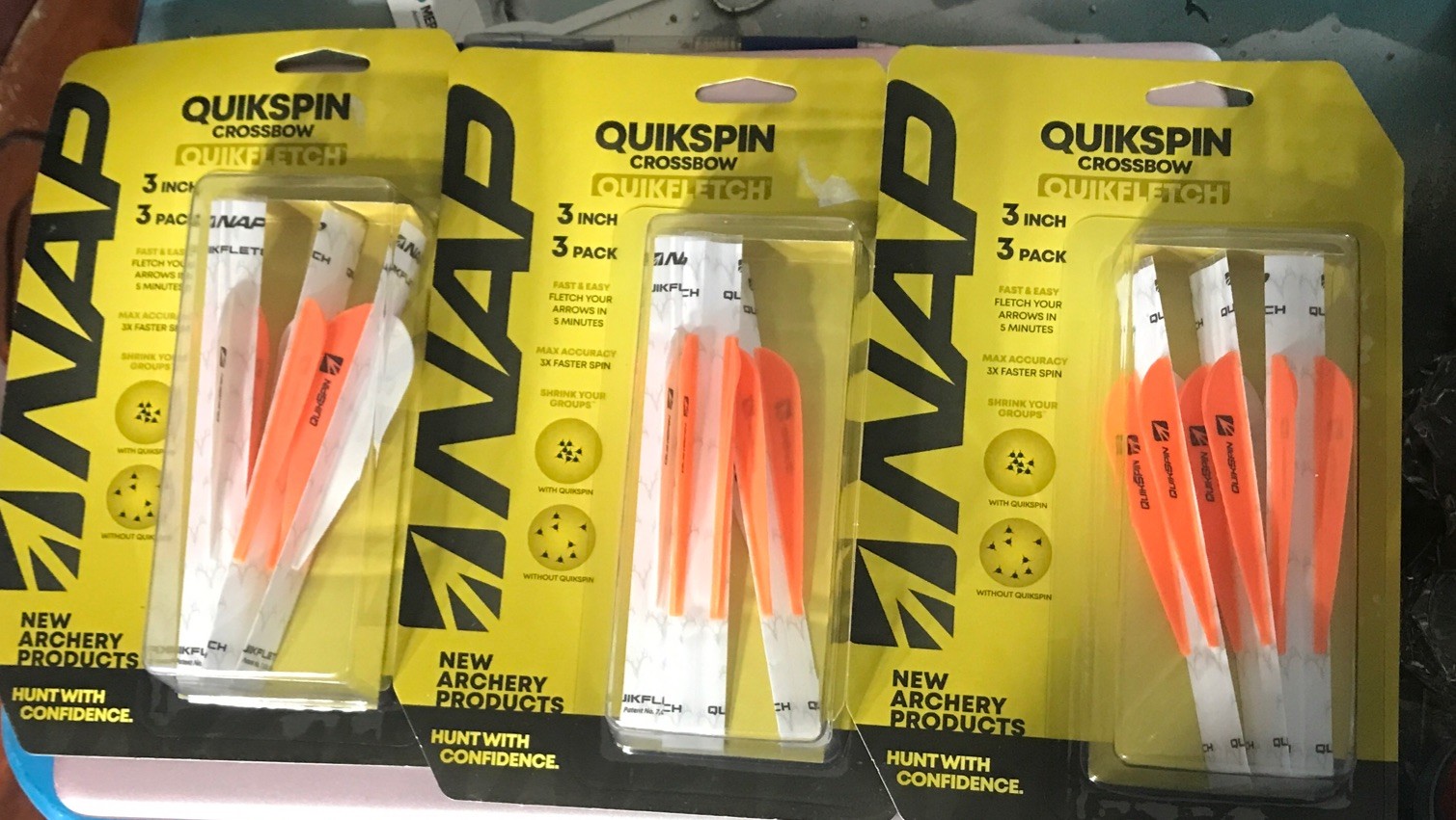 NAP Crossbow Quikfletch QuickSpin 3 Inch 3 Pack Lot Of 3