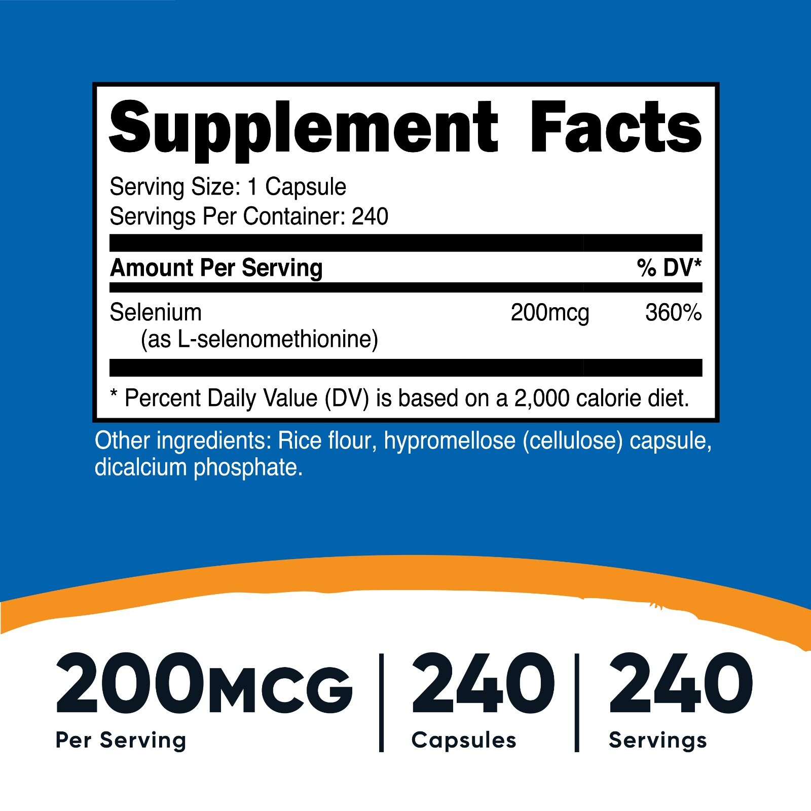 Nutricost Selenium 200mcg, 240 Vegetarian Capsules