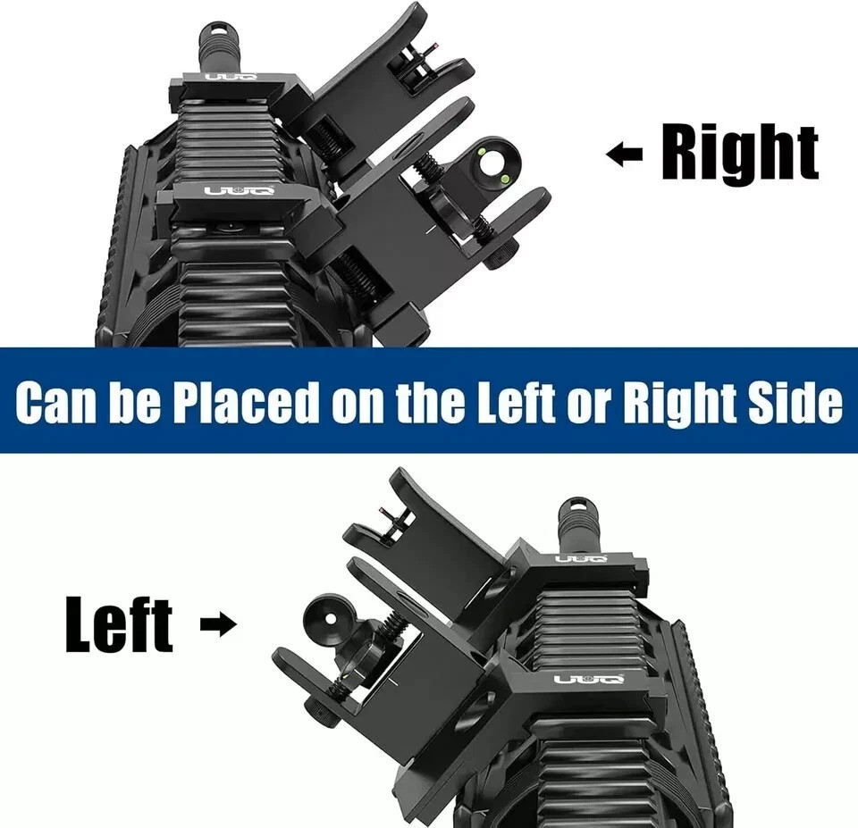 45 Degree Offset Fiber Optic Iron Sights,Flip Up Front Rear Sites with Red&