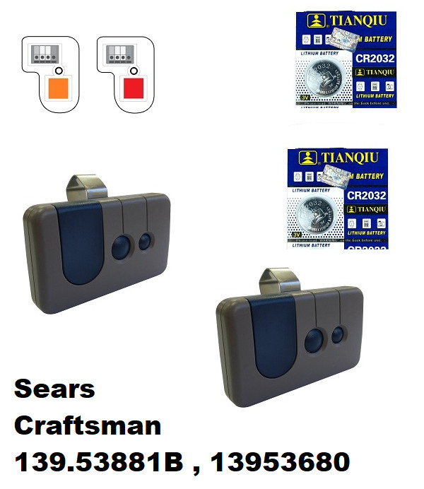 Sears Craftsman 2PACK 139.53681B Garage Door Opener 1btn Remote 139.53680 390mhz