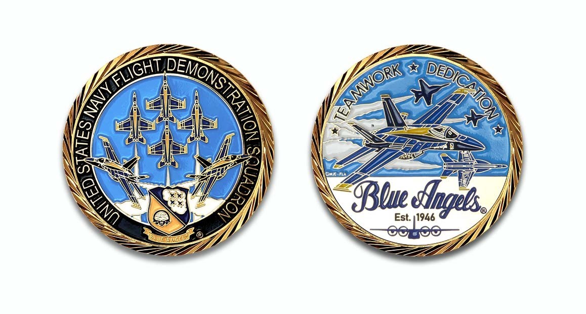U.S.Navy Blue Angels Super Hornet 2" Diamond Solo Challenge Coin