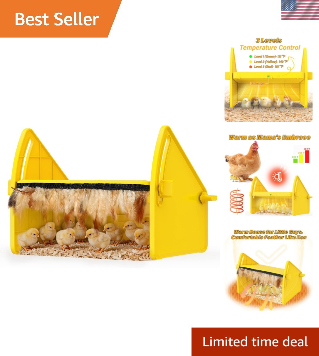 Heating Brooder Plate for Chicks Ducklings, Adjustable 3 Levels Temperature B...
