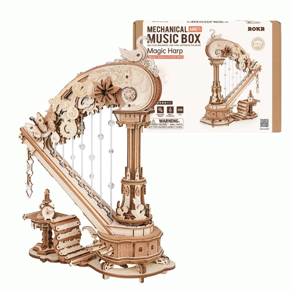 ROKR AMK71 Magic Harp Music Box Wooden 3D Puzzle