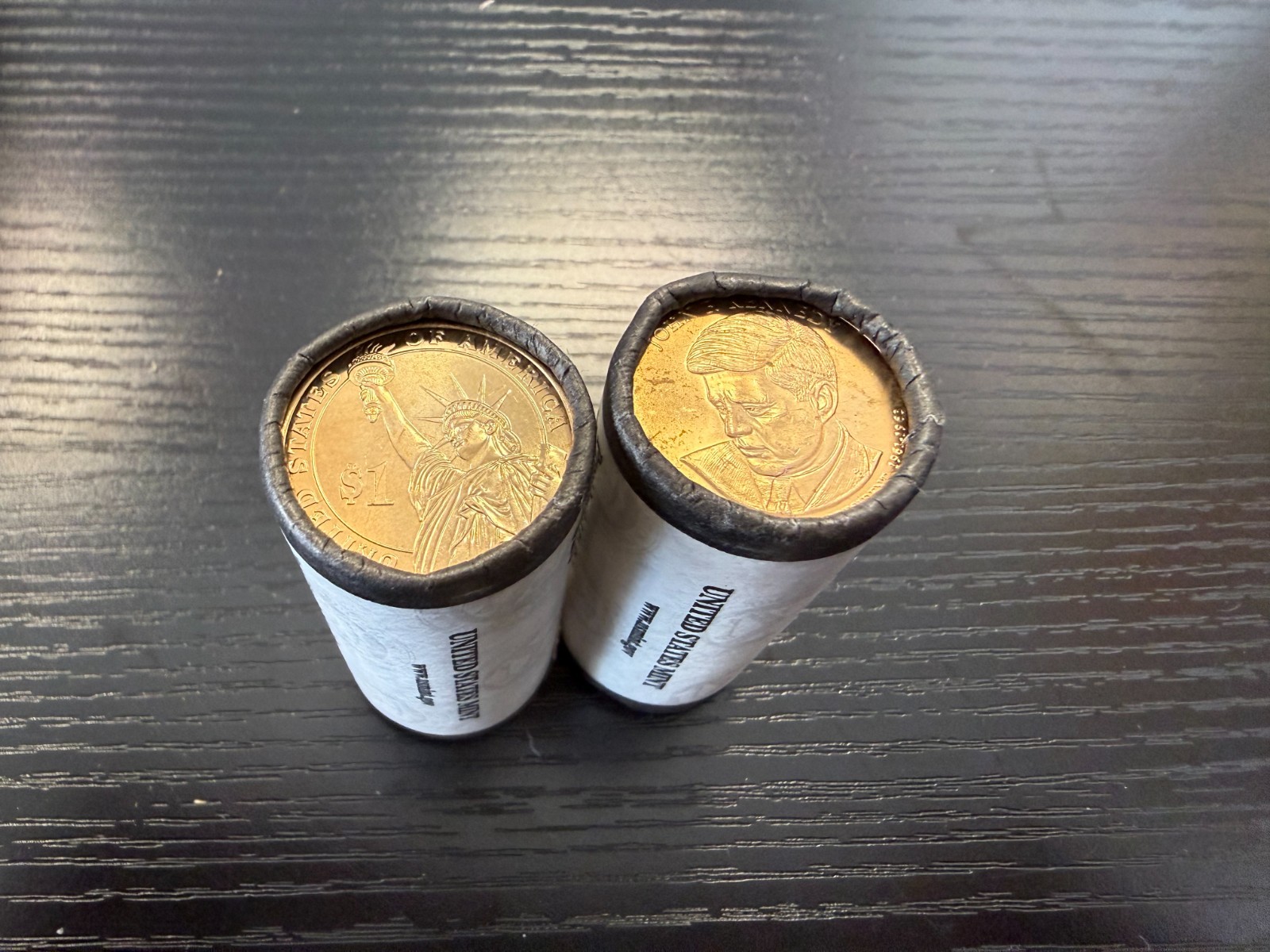 2015 P & D John F Kennedy Presidential $1 Coin Rolls of $25 Uncirculated US Mint