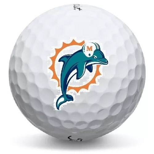 1 Dozen (Miami Dolphins NFL Logo) Titleist Pro V1x Pristine Golf Balls