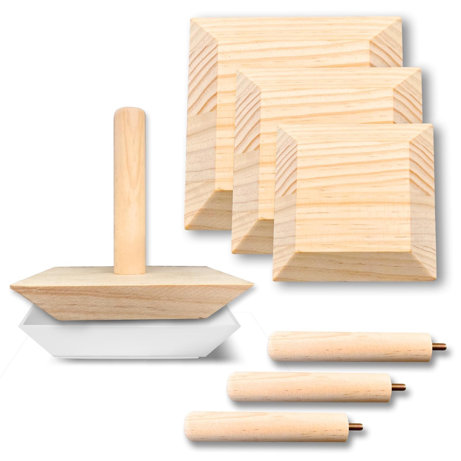 3-Pack Square Pottery Molds Wood Pottery Tools with Handle Top Forms for DIY ...