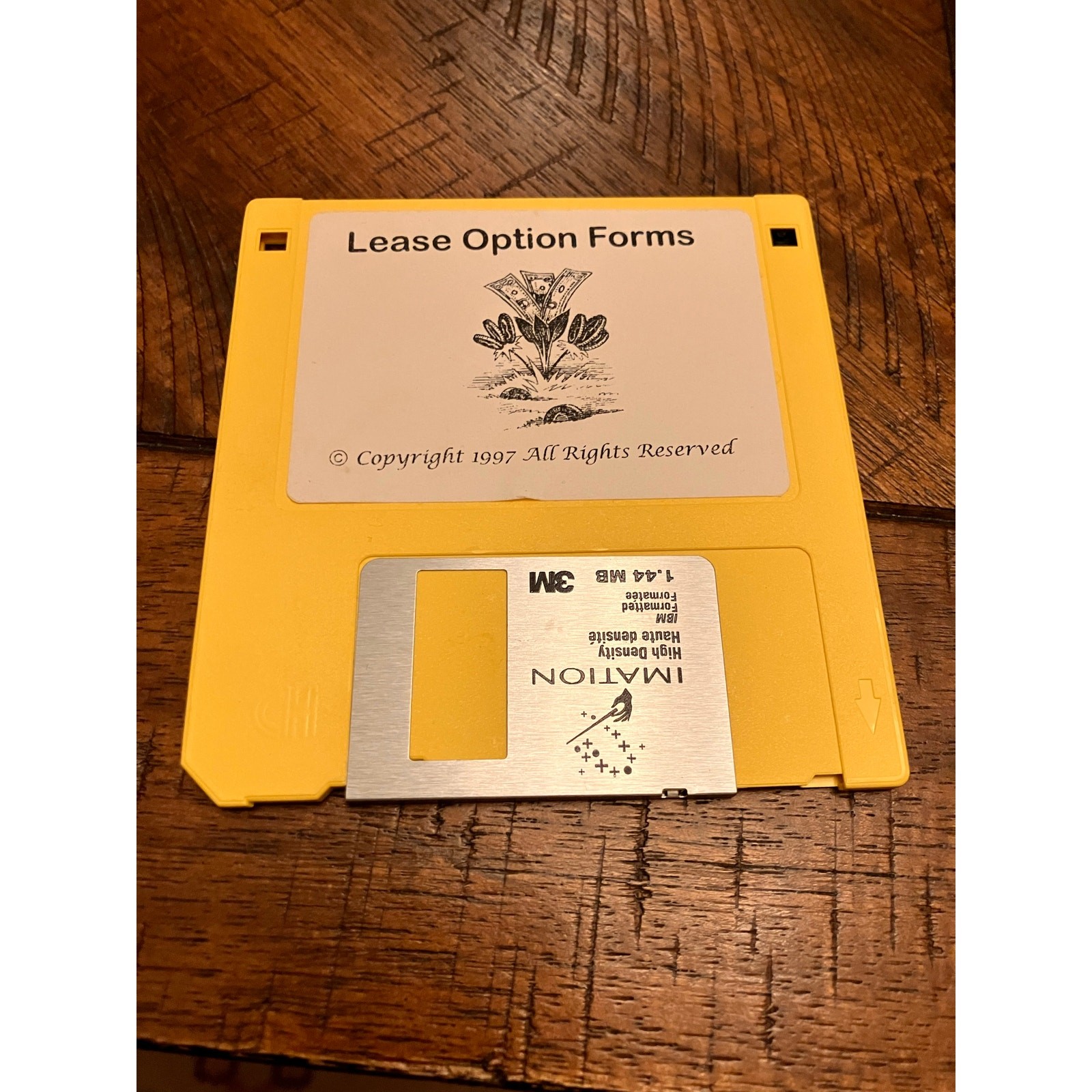 Vintage 1997 Lease Option Forms Yellow 3.5” Floppy Disk PC Software Collectible
