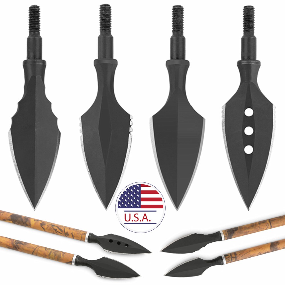 3X Archery Retro Arrowhead Screw Traditional Broadhead Crossbow Hunting Shooting