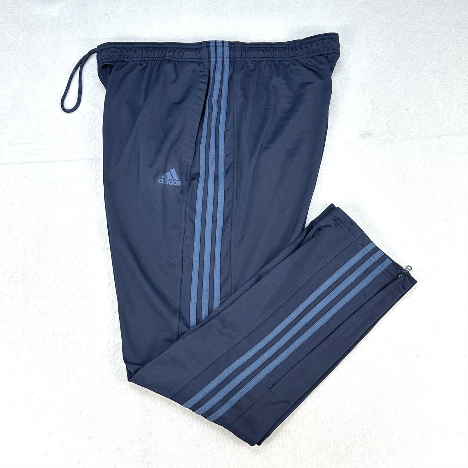 Adidas Track Pants Mens XL Navy 3-Stripes Woven Zip Hem Primegreen IC4468