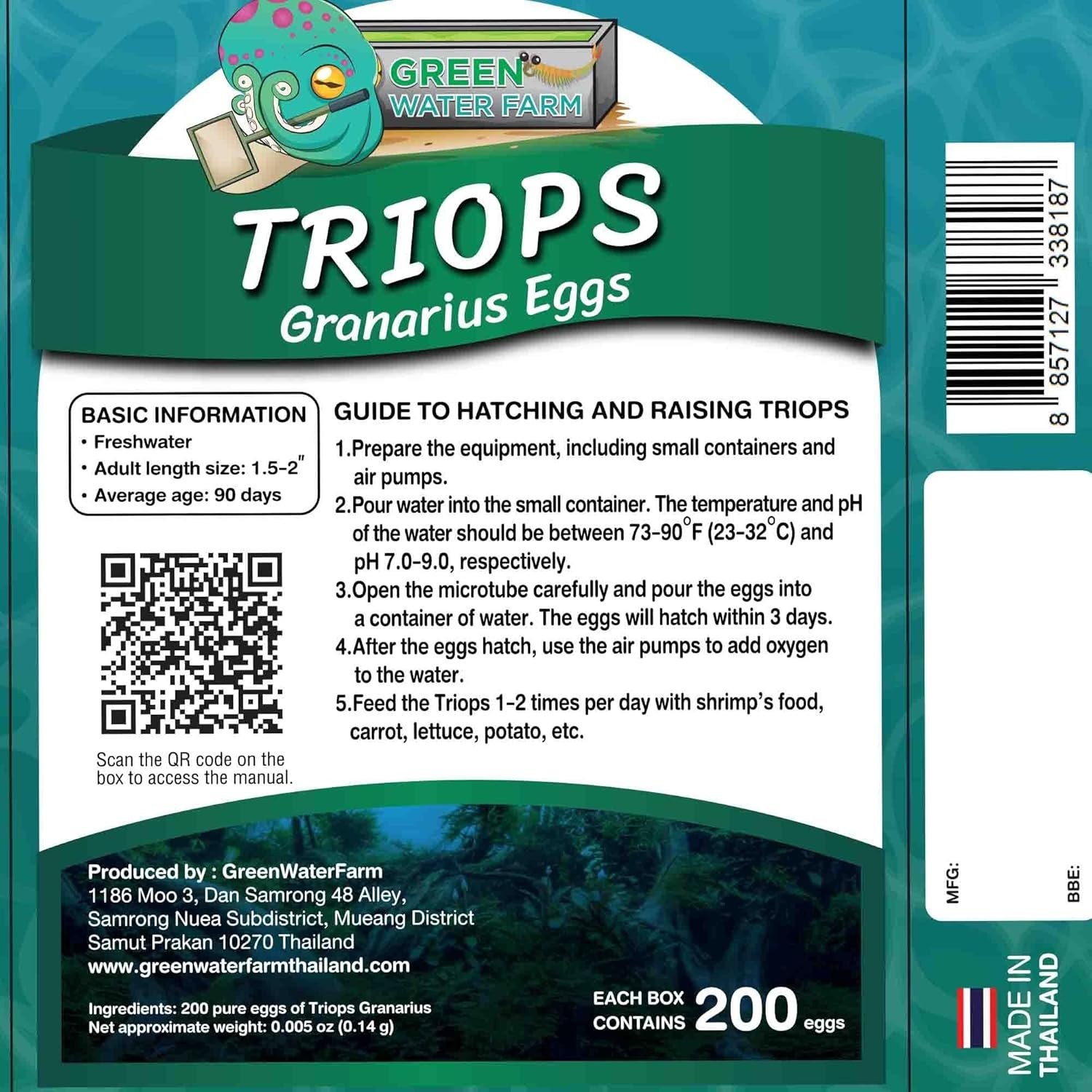 Triops Granarius Eggs for Hatching 200 Count Educational Science Project