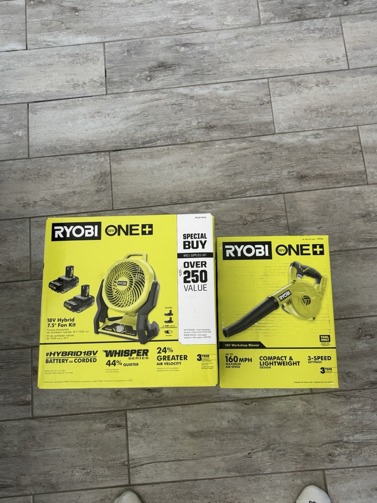 ONE+ 18V Cordless Hybrid 7.5 in.Fan Kit w/ (2) 2Ah Batteries, Charger,18V blower