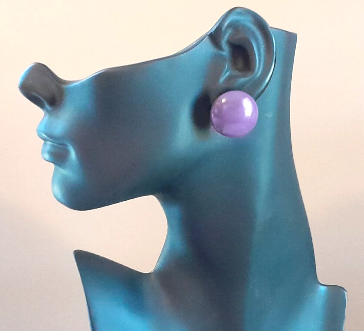 Vintage 1980's Classic Plum Purple Round Acrylic Pierced 1" Modern Earrings