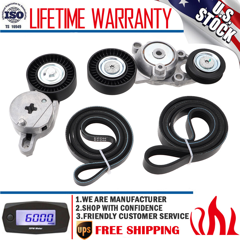 Set of 2 Belt Tensioner Pulley Assembly w/ Belt for Toyota Camry 2.5L 2010 2011