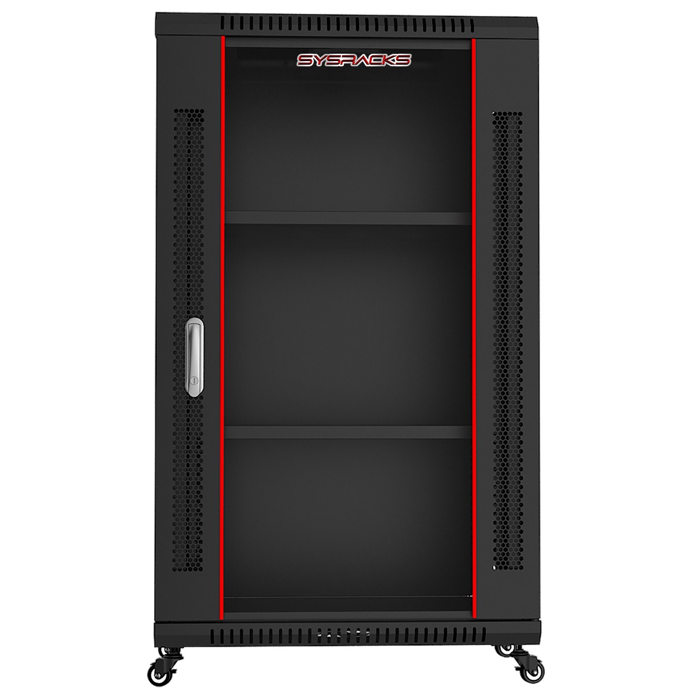 18U Server Rack 24-Inch Deep Network Cabinet with Fan-Casters-Shelves-Powerbar