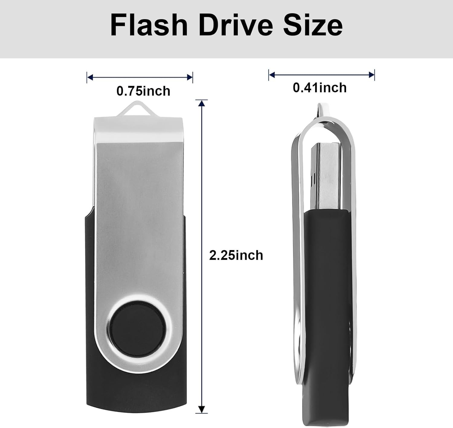 Swivel Keychain 16GB USB Flash Drive - Shockproof Portable Data Storage