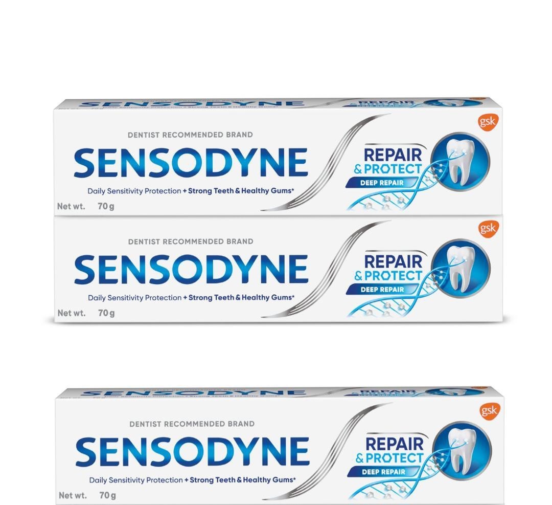 Pack of 3 Sensodyne Toothpaste Repair and Protect with Novamin 70 gm Each