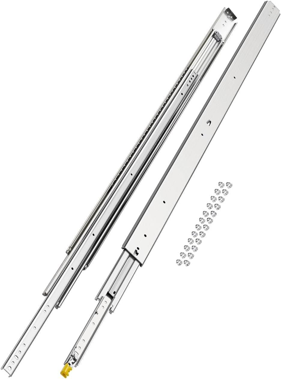 60" Heavy Duty Locking Drawer Slides, 500lbs Capacity, Full Extension Glides