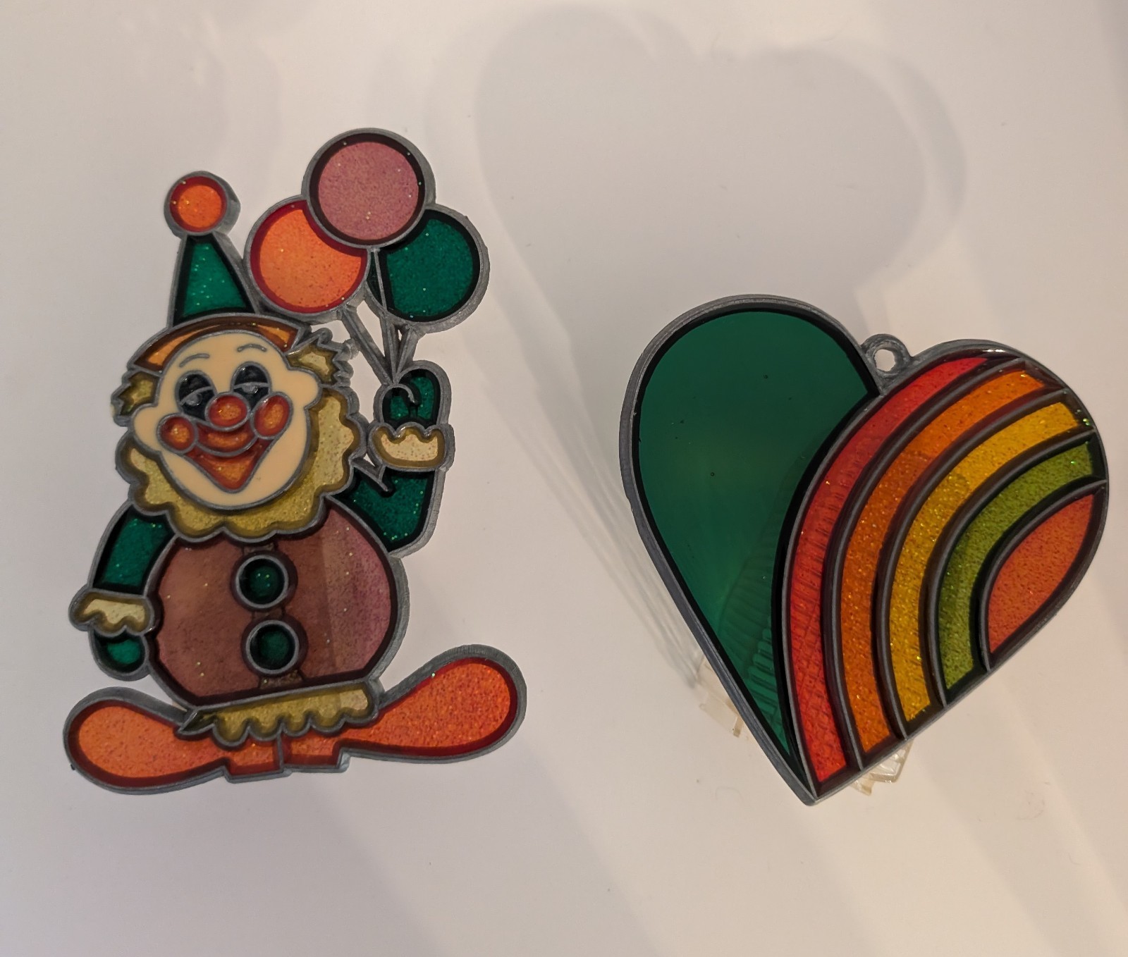 Stained Glass Heart And Clown Night Light Cover Set