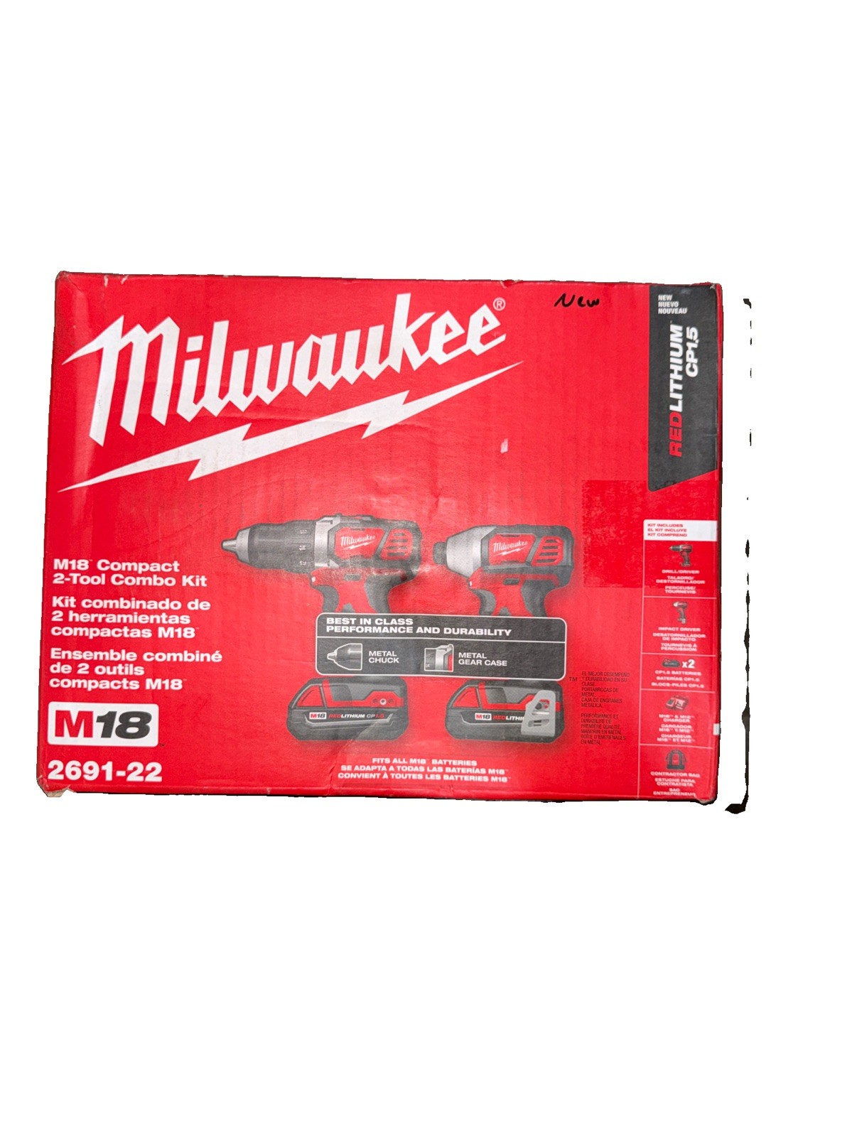 Milwaukee M18 18V Li-Ion Cordless Drill Driver Combo Kit (2691-22) NEW