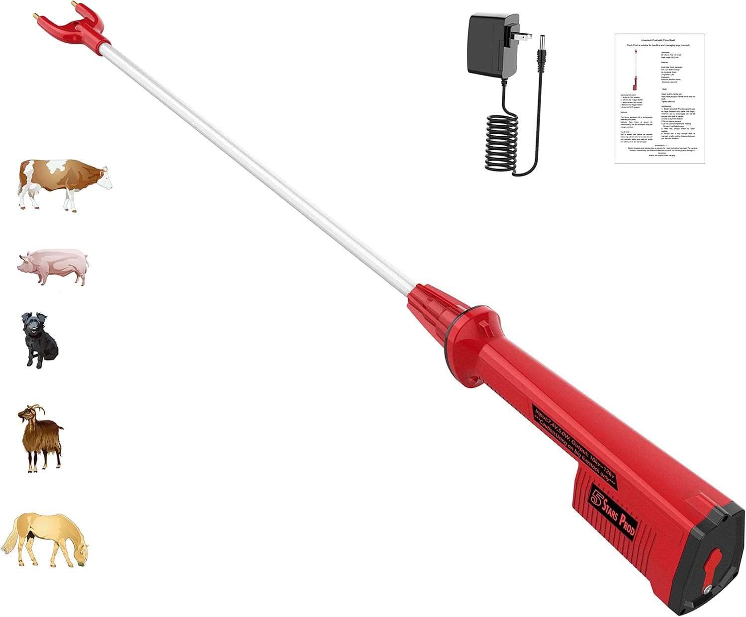 Cattle Prod Electric Livestock Prod Stick Waterproof Safety Rechargeable Livesto