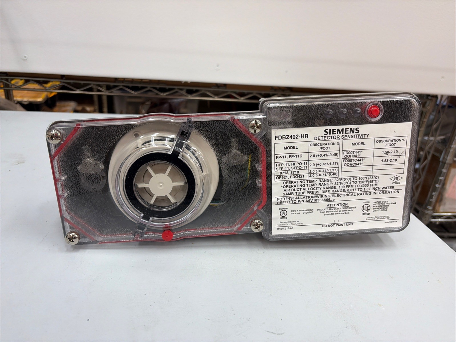 Siemens FDBZ492-HR Duct Smoke Detector