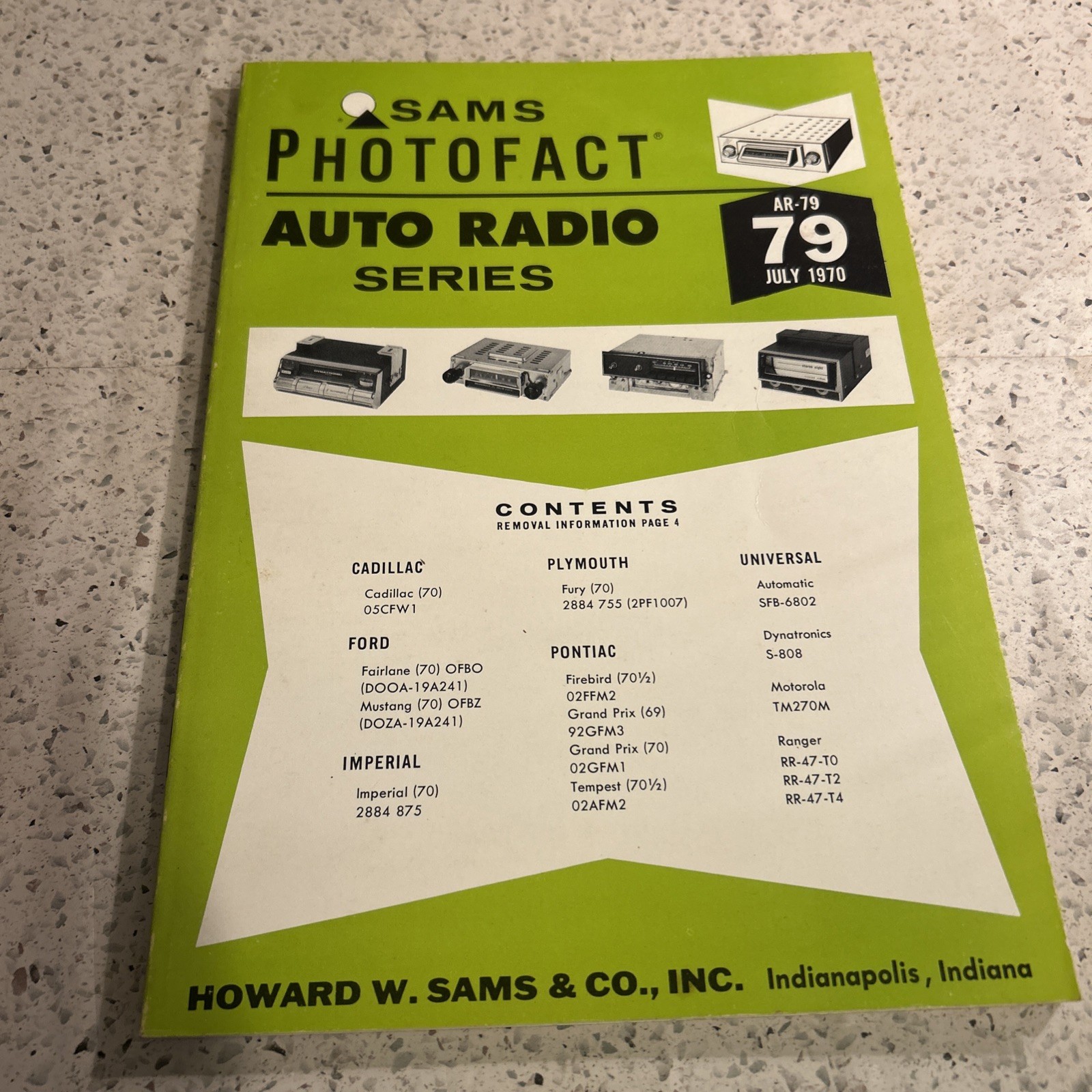 Sams Photofact Auto Radio Series AR-79
