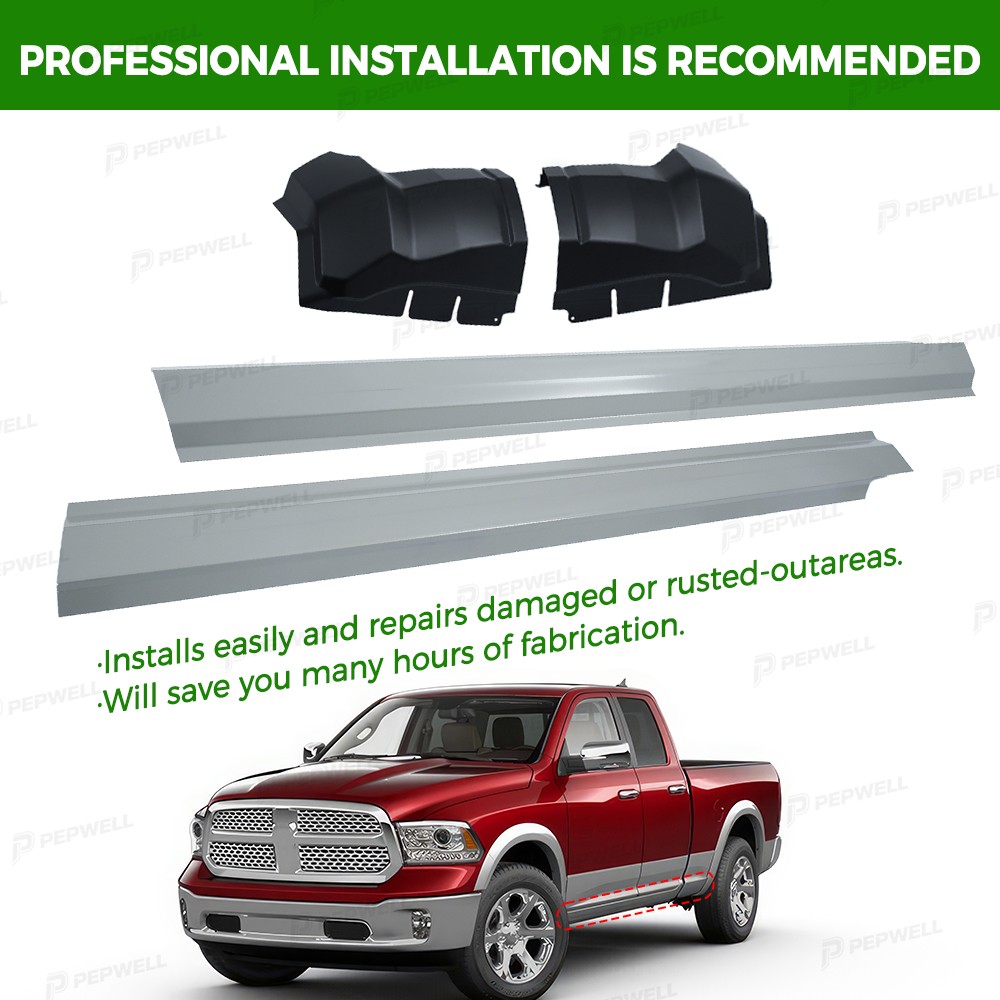 For 2009-2018 Dodge Ram Extended Quad Cab Outer Rocker Panels & Cab Corner Set