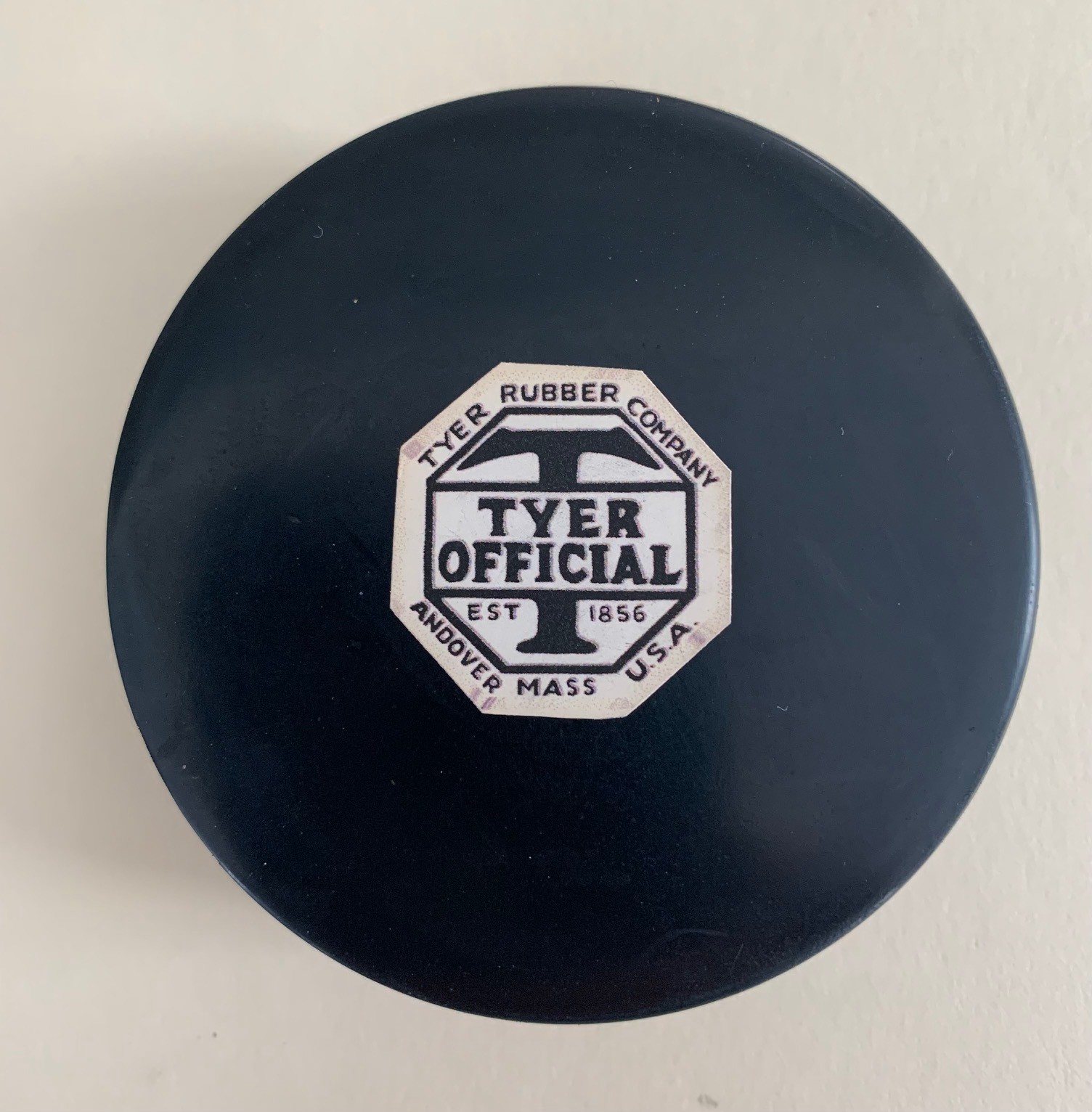 1943-44 AHL  ANDOVER TYER OFFICIAL Replica Reprint  puck -  logo on both sides