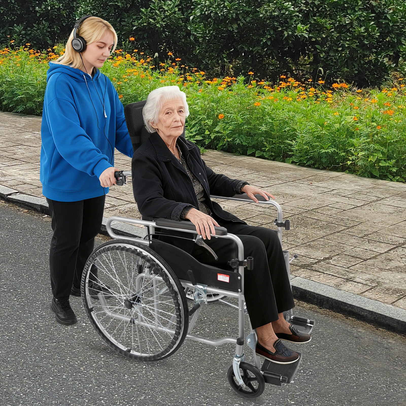 Foldable Wheelchair Foldable Commode Chair Reclining Wheelchair 100 kg max.